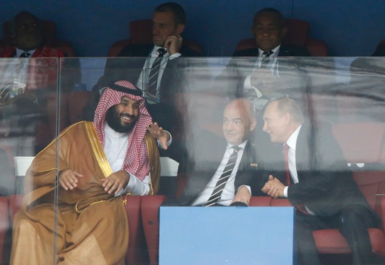 Muhammad Bin Salman & Putin watching Russia vs Saudi Arabia FIFA World Cup 2018 match in Russia