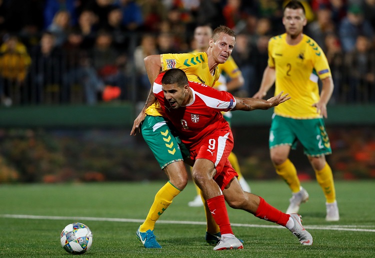 Lithuanian supporters question Serbia's Aleksandar Mitrovic of overselling the penalty in UEFA Nations League