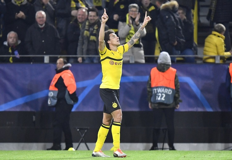 Axel Witsel scores his third goal of the season during Dortmund's Champions League clash with Atletico Madrid