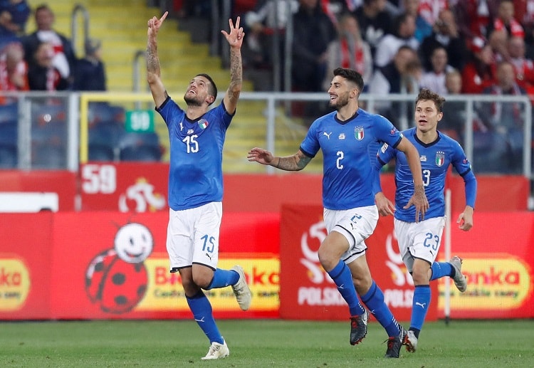 Cristiano Biraghi scores the game-winner during the UEFA Nations League match between Italy and Poland