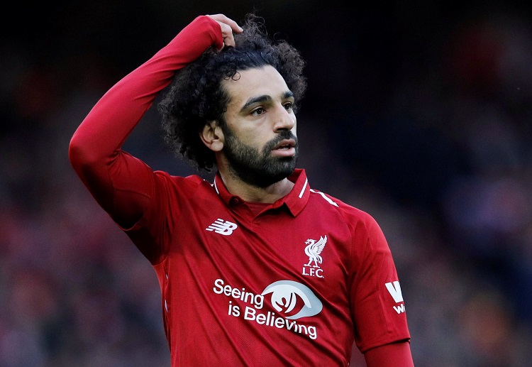 Mohamed Salah's reaction after missing a good opportunity to score against Manchester City in the Premier League