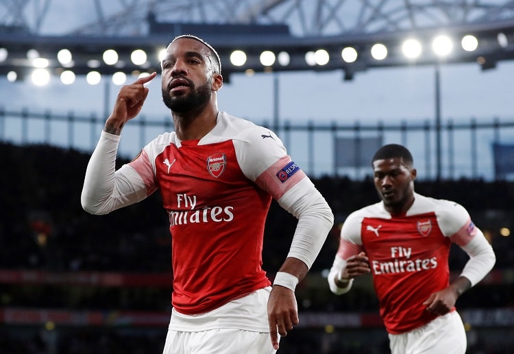Alexandre Lacazette netted twice as Arsenal won the Europa League first leg match against Valencia