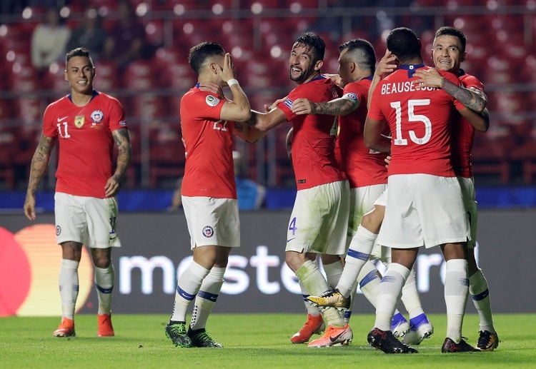Alexis Sanchez scores Chile's third goal against Japan in Copa America