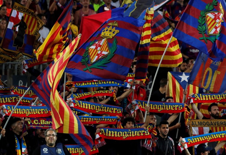 Barcelona fans celebrate as the La Liga giants sealed a 5-2 win over Valencia