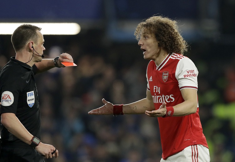 David Luiz has been thrown out of the match in his first Premier League game back in Stamford Bridge