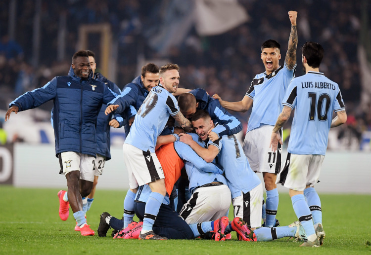 Lazio manages to celebrate victory at Stadio Olimpico after winning against Inter Milan in Serie A