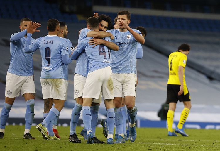Phil Foden's celebrates as Man City take 2-1 lead from the first leg of their quarterfinal tie against Borussia Dortmund