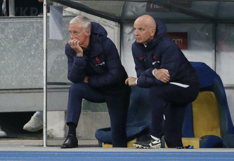 Didier Deschamps on the sideline during World Cup 2022 qualifier between France and Ukraine