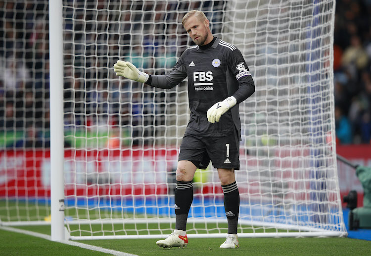 Kasper Schmeichel is upset after failing to stop Chelsea from winning in Leicester City's recent Premier League game