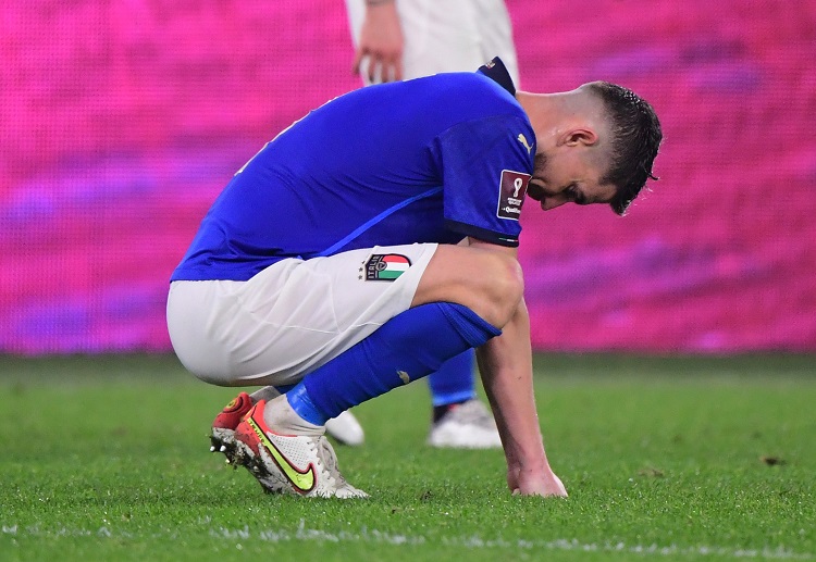 Jorginho looks dejected after Italy failed to secured a World Cup win against Switzerland