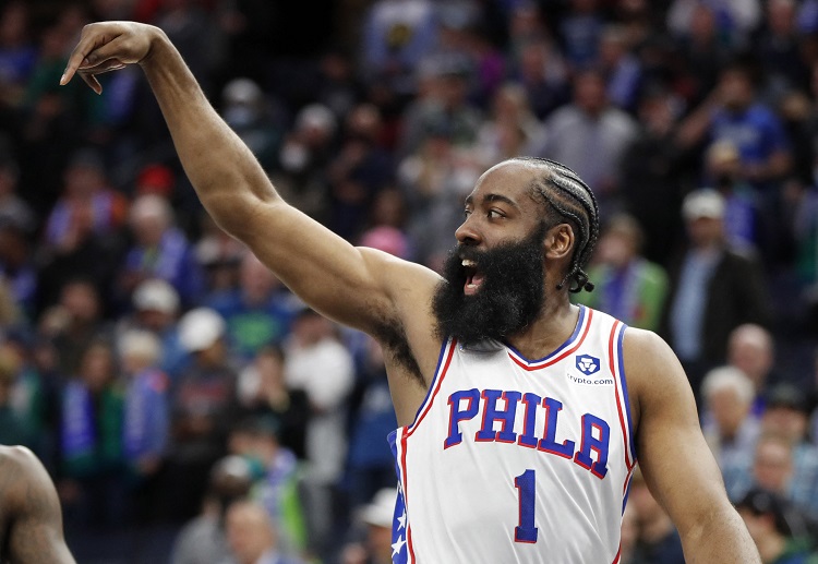 James Harden during his NBA win with the Philadelphia 76ers against Minnesota Timberwolves