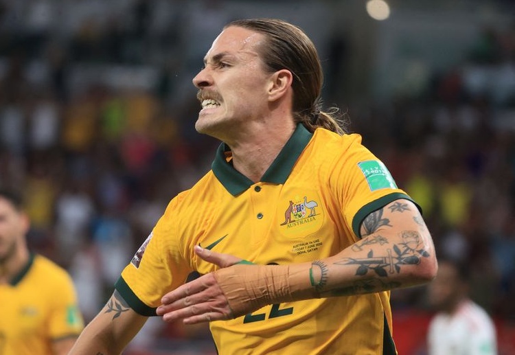 Jackson Irvine has scored a second-half goal during Australia's crucial World Cup 2022 qualifier with UAE