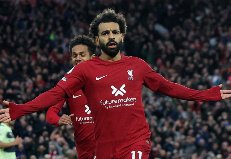 Forward Mohamed Salah celebrated his goal for Liverpool ending a home victory against Manchester City in Premier League.