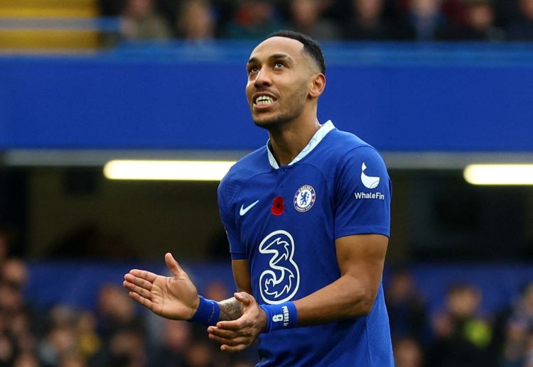 Pierre-Emerick Aubameyang received a yellow card during Chelsea's Premier League match against Arsenal