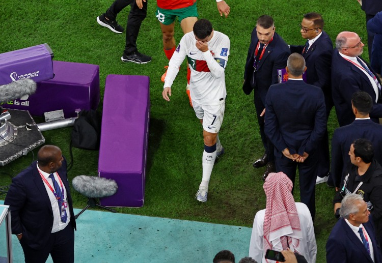 An emotional Ronaldo heads into the tunnel after Portugal's World Cup 2022 elimination