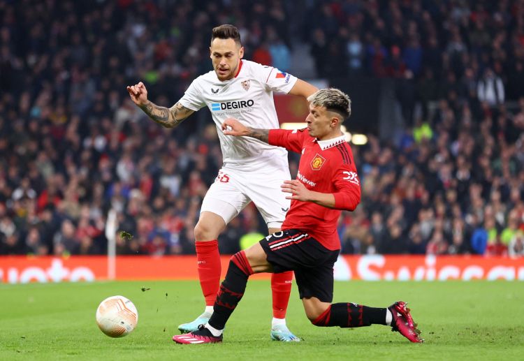 Lucas Ocampos prepares in Sevilla's upcoming Europa League match against Manchester United