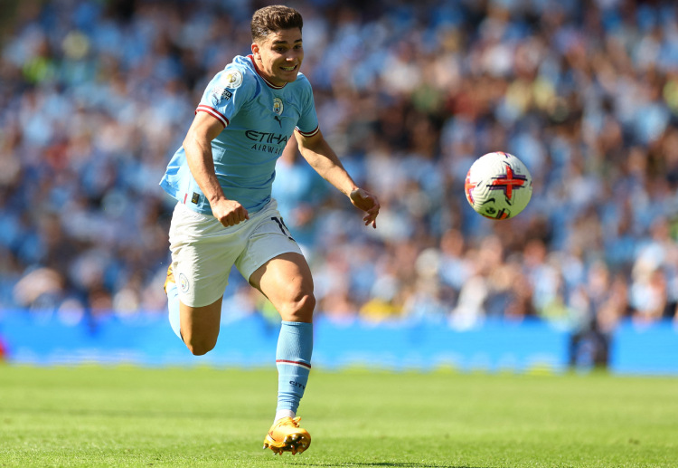 Julian Alvarez of Manchester City will try to score goals in their Premier League match against Brighton and Hove Albion