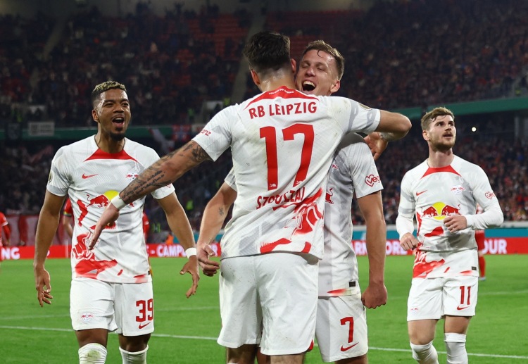 Dominik Szoboszlai scores RB Leipzig's third goal vs SC Freiburg in DFB Pokal semis