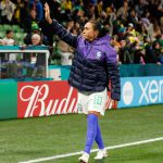 Marta Vieira da Silva of Brazil bids farewell to fans after their draw match against Jamaica in the Women's World Cup