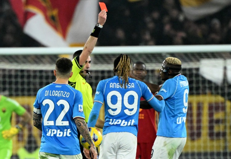 Victor Osimhen is the second Napoli player red carded during their Serie A game vs AS Roma