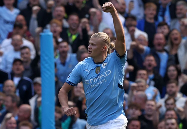 Erling Haaland scored Manchester City's first goal against Ipswich Town in the Premier League