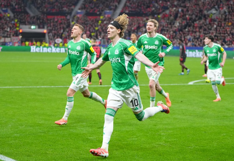 欧冠联赛  纽卡斯尔联凭借戈登和米利的进球，一度以2比1反超主队。